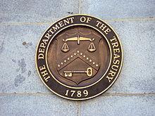 Placard of The Department Of The Treasury