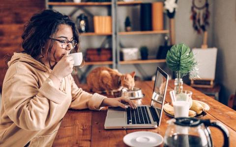 Woman working at home